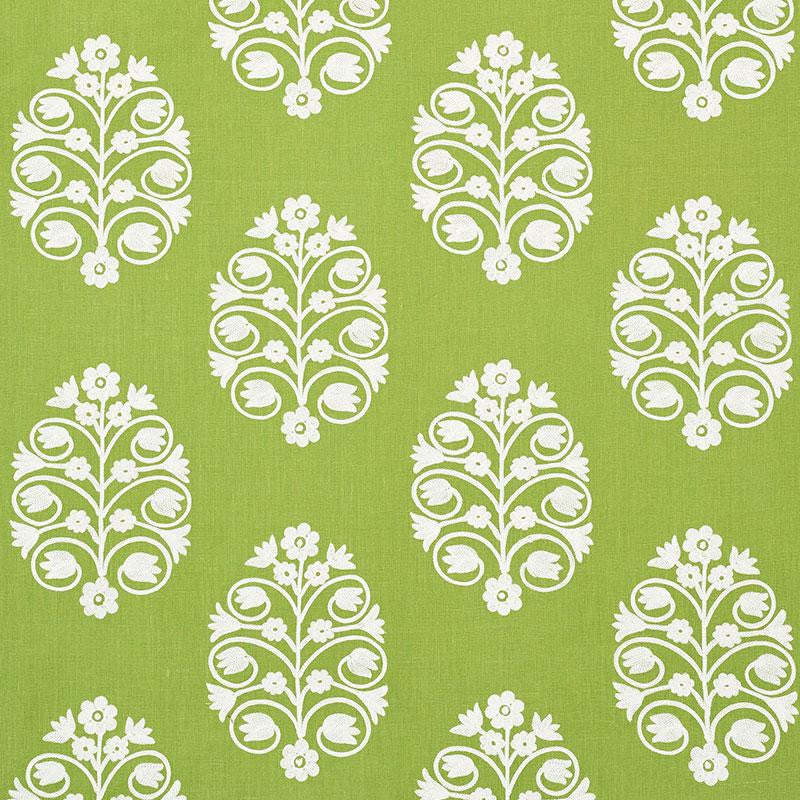 Talitha Embroidery Leaf 72092 by Schumacher Designer Fabric Uncommon Threads 12.5" - Swanky Fabrics -