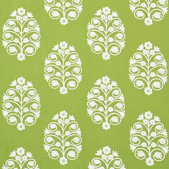 Talitha Embroidery Leaf 72092 by Schumacher Designer Fabric Uncommon Threads 12.5" - Swanky Fabrics -