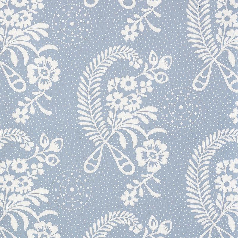 Millicent Delft 5008813 by Schumacher Wallpaper Wallflowers 13.5" - Fabric Carolina -