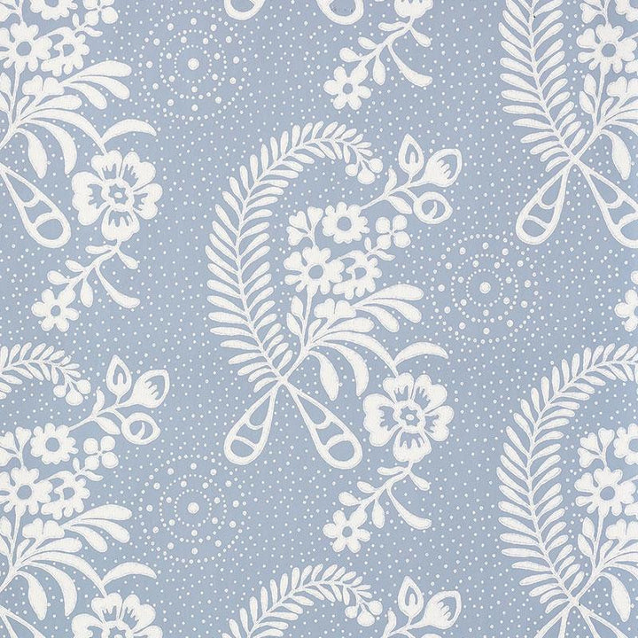 Millicent Delft 5008813 by Schumacher Wallpaper Wallflowers 13.5" - Fabric Carolina -