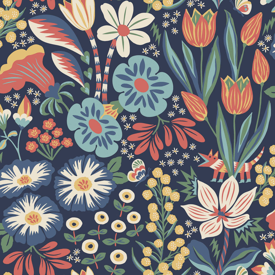 Trädgården - Midnight Multi by Schumacher Wallcovering
