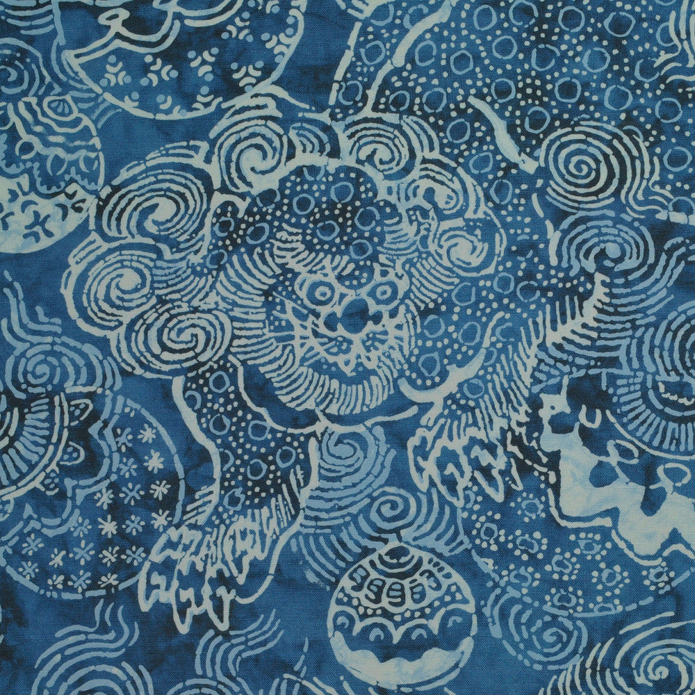Temple Lion Indigo 1 by P Kaufmann Fabrics Fabric