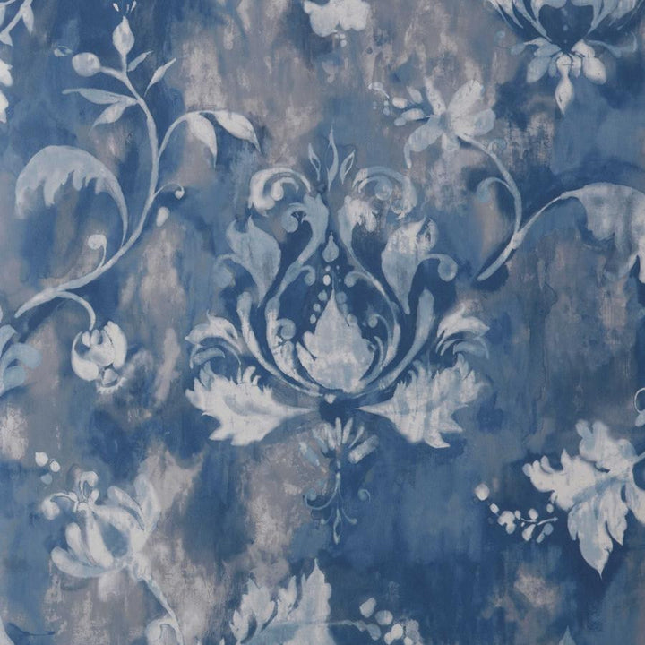 Ornamenta (Wp) # 04 Indigo by 1838 Wallcoverings Wallpaper Pavilion HALF DROP PASTE THE WALL UNITED KINGDOM 25" 20.5"X11YD - Fabric Carolina -