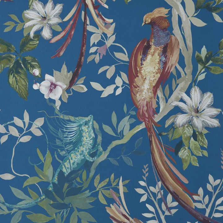 Bird Sonnet (Wp) # 04 Royal Blue by 1838 Wallcoverings Wallpaper Pavilion HALF DROP PASTE THE WALL UNITED KINGDOM 50.5" 27.5"X11YD - Fabric Carolina -