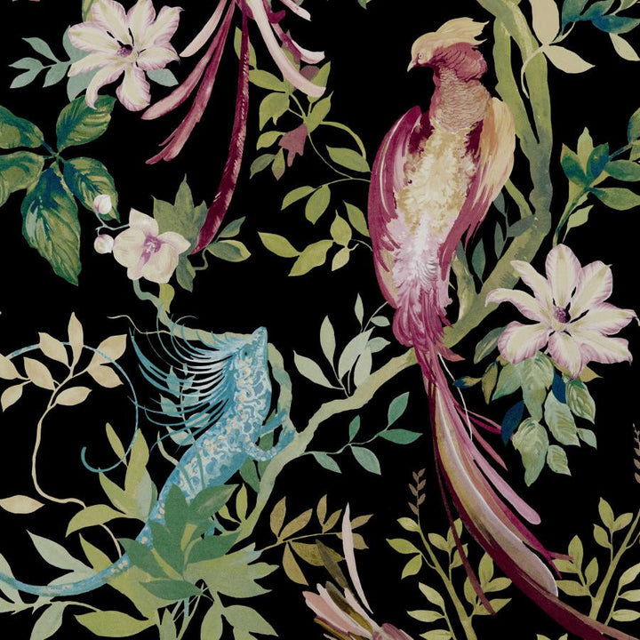 Bird Sonnet (Wp) # 05 Jet by 1838 Wallcoverings Wallpaper Pavilion HALF DROP PASTE THE WALL UNITED KINGDOM 50.5" 27.5"X11YD - Fabric Carolina -