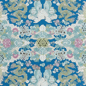 Magic Mountain Dragon Blue 178050 by Schumacher Fabric
