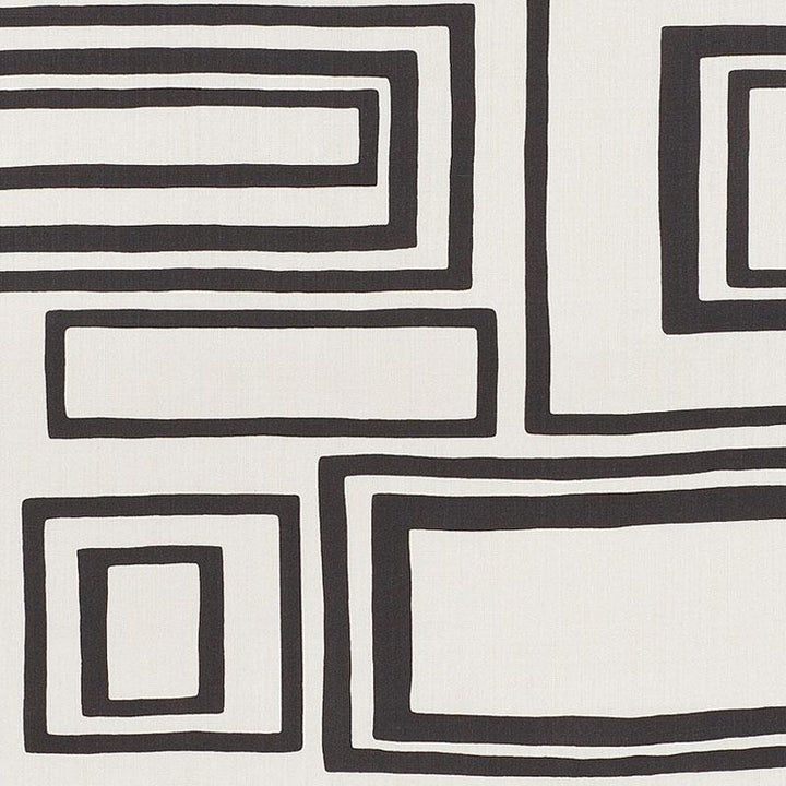Large Open Boxes Black 178222 by Schumacher Fabric New Wave: Black & White 54.5" - Fabric Carolina -