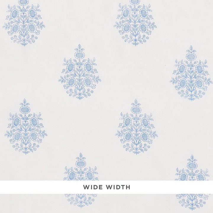 Asara Flower Sheer Blue 178372 by Schumacher Designer Fabric Patterned Sheers & Casements 13.38" - Swanky Fabrics -