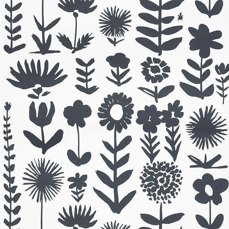 Wild Things Black 5009810 by Schumacher Wallpaper Vera Neumann 27.0" - Fabric Carolina -