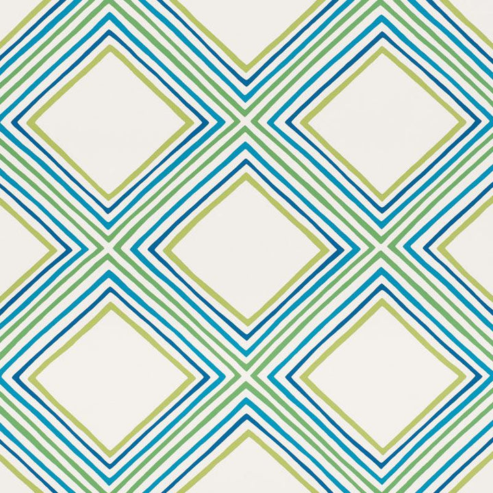 Square Dance Peacock 5009830 by Schumacher Wallpaper Vera Neumann 27.0" - Fabric Carolina -