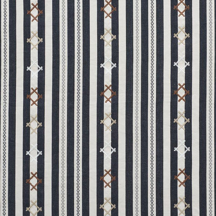 Rhodes Stripe Black 74461 by Schumacher Fabric Open Sky 6.62" - Fabric Carolina -