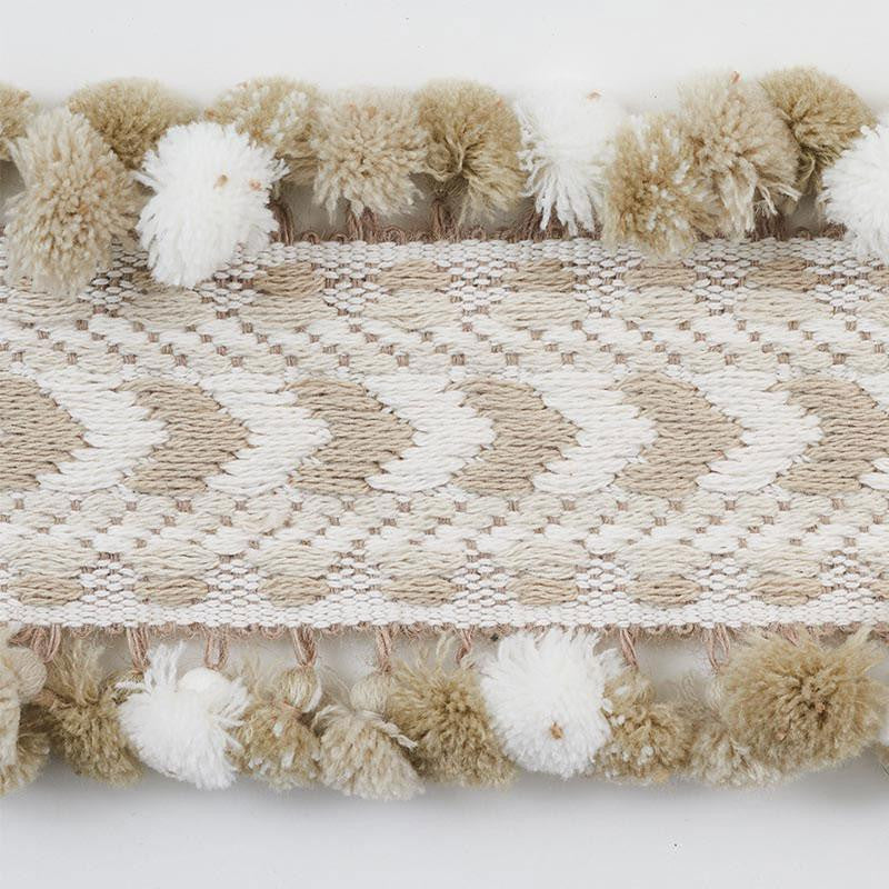 Maracana Pom Tape Linen 75650 by Schumacher Trim Primitive Beauty 2.5" - Fabric Carolina -