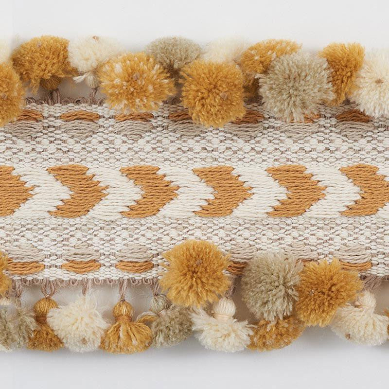 Maracana Pom Tape Ochre 75651 by Schumacher Trim Primitive Beauty 2.5" - Fabric Carolina -