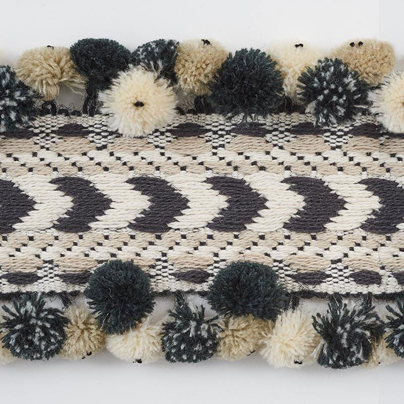 Maracana Pom Tape Black 75652 by Schumacher Trim Primitive Beauty 2.5" - Fabric Carolina -