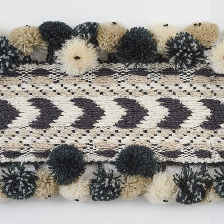 Maracana Pom Tape Black 75652 by Schumacher Trim Primitive Beauty 2.5" - Fabric Carolina -