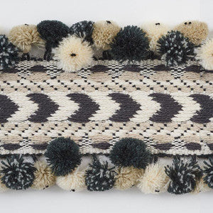 Maracana Pom Tape Black 75652 by Schumacher Trim