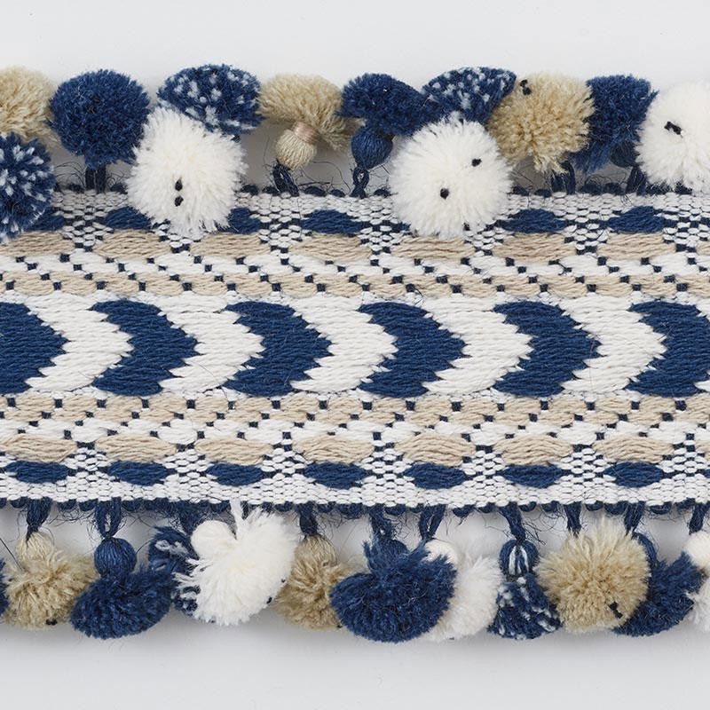 Maracana Pom Tape Navy 75653 by Schumacher Trim Primitive Beauty 2.5" - Fabric Carolina -