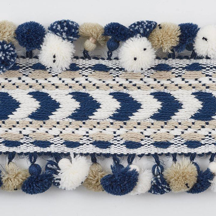Maracana Pom Tape Navy 75653 by Schumacher Trim Primitive Beauty 2.5" - Fabric Carolina -