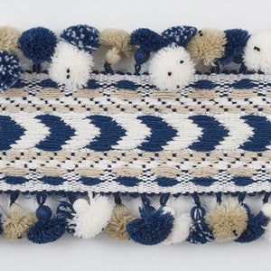 Maracana Pom Tape Navy 75653 by Schumacher Trim