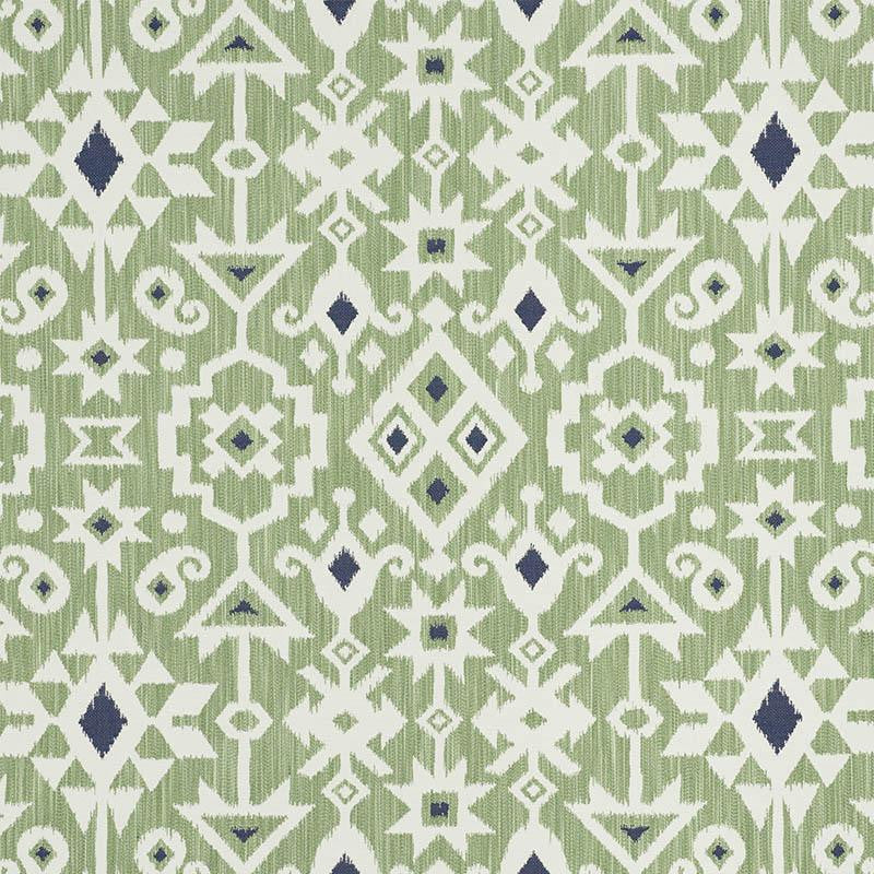 Crusoe Ikat Green 76522 by Schumacher Designer Fabric World View 28.0" - Swanky Fabrics -