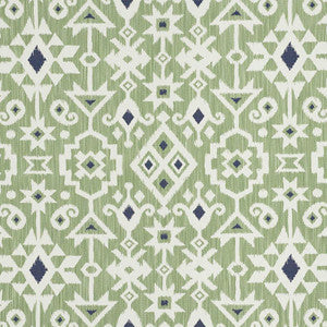 Crusoe Ikat Green 76522 by Schumacher Fabric