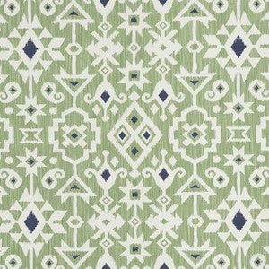 Crusoe Ikat Green 76522 by Schumacher Fabric