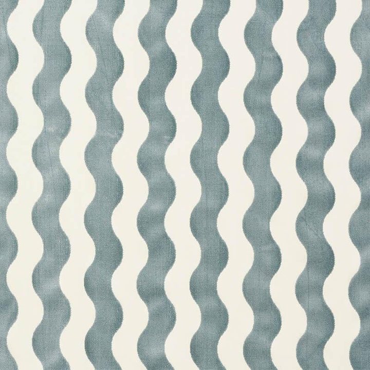 The Wave Velvet Sky 69424 by Schumacher Designer Fabric Cut & Patterned Velvets 3.5" - Swanky Fabrics -