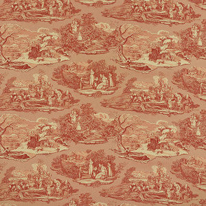 Four Seasons Toile Document Red 1207013 by Schumacher Fabric