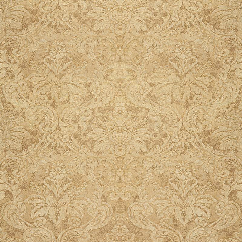 Damasco Metallico Gold Leaf 529911 by Schumacher Wallpaper Palazzo - Fabric Carolina -