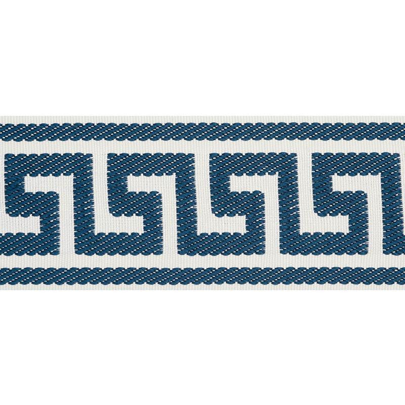 Etienne Silk Greek Key Wide Navy 74706 by Schumacher Trim Perfect Basics: Trims - Fabric Carolina -