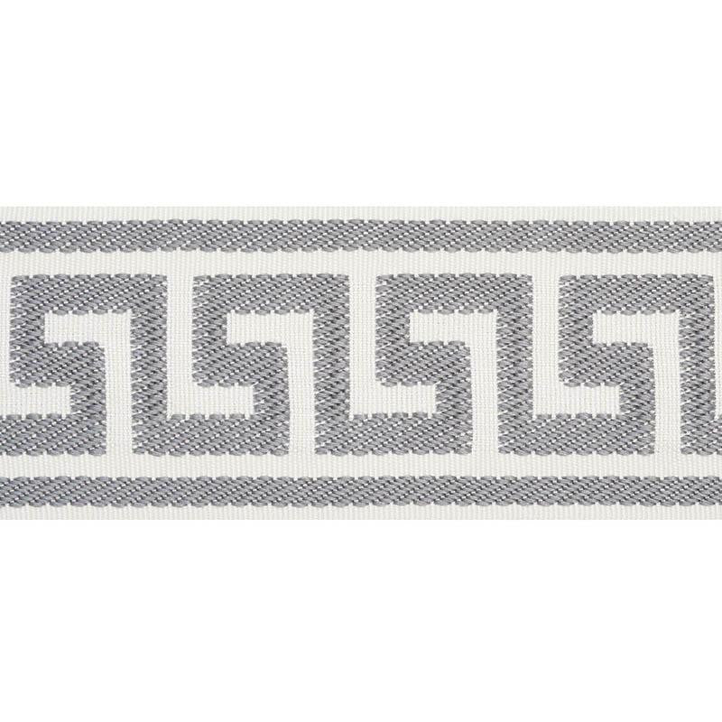 Etienne Silk Greek Key Wide Grey 74708 by Schumacher Trim Perfect Basics: Trims - Fabric Carolina -