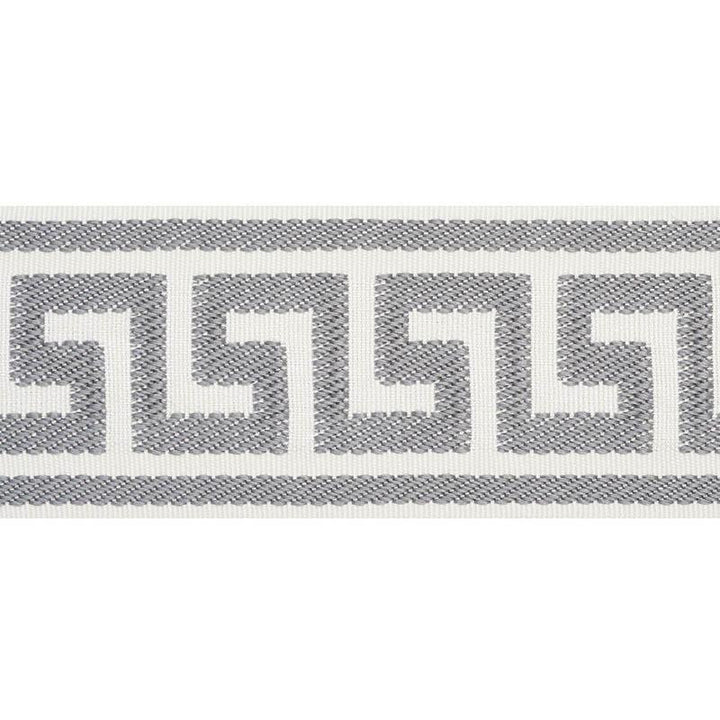 Etienne Silk Greek Key Wide Grey 74708 by Schumacher Trim Perfect Basics: Trims - Fabric Carolina -