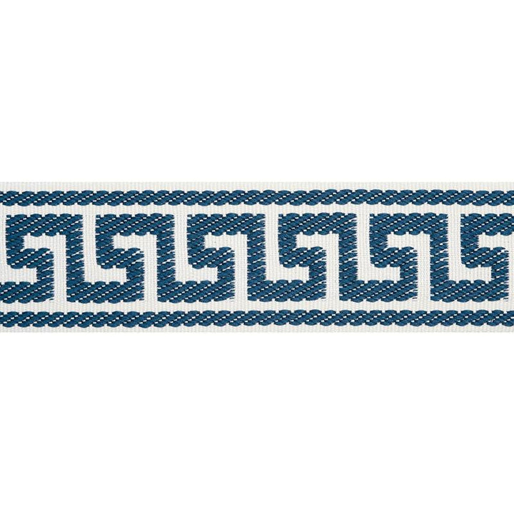 Etienne Silk Greek Key Narrow Navy 74686 by Schumacher Trim Perfect Basics: Trims - Fabric Carolina -