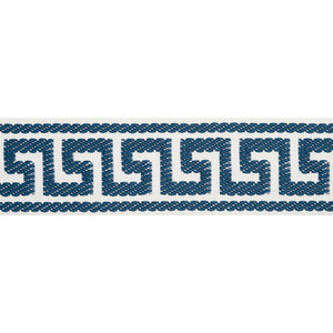 Etienne Silk Greek Key Narrow Navy 74686 by Schumacher Trim