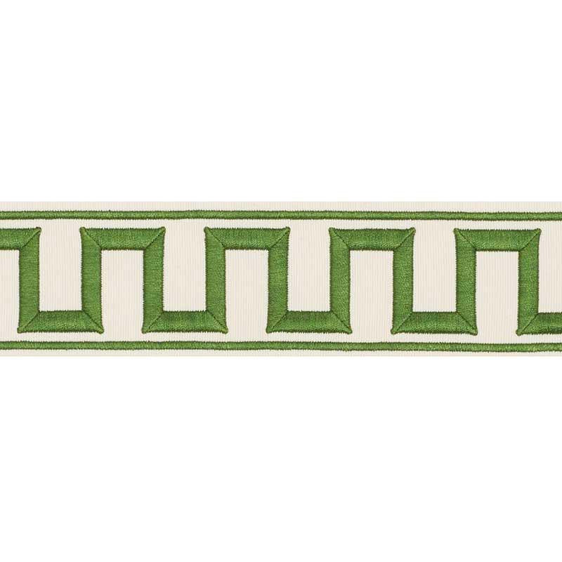 Greek Key Embroidered Tape Green 70795 by Schumacher Trim Miles Redd 1.8" - Fabric Carolina -