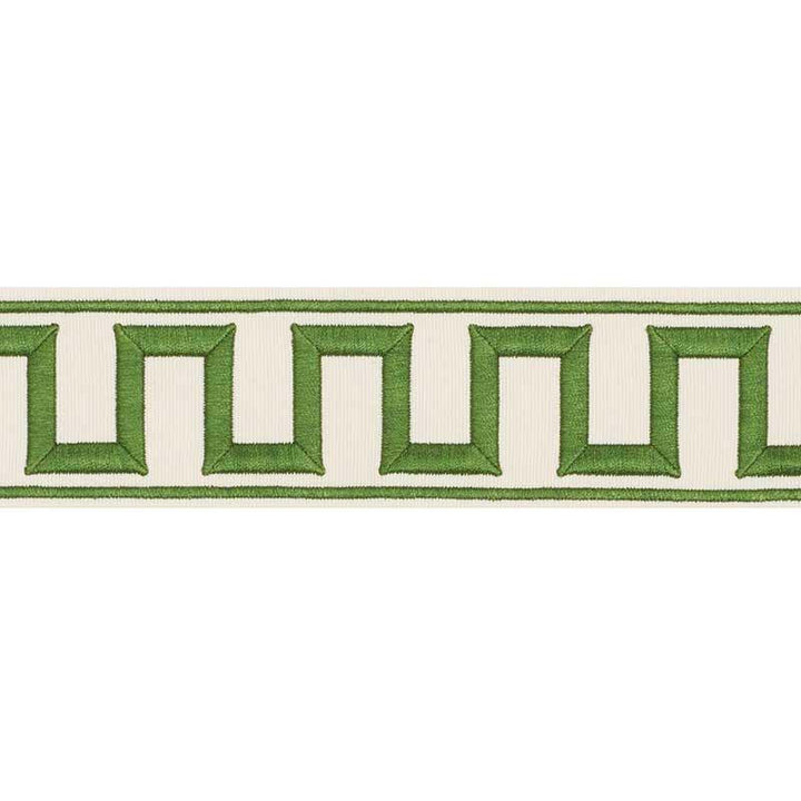 Greek Key Embroidered Tape Green 70795 by Schumacher Trim Miles Redd 1.8" - Fabric Carolina -