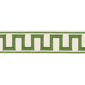 Greek Key Embroidered Tape Green 70795 by Schumacher Trim