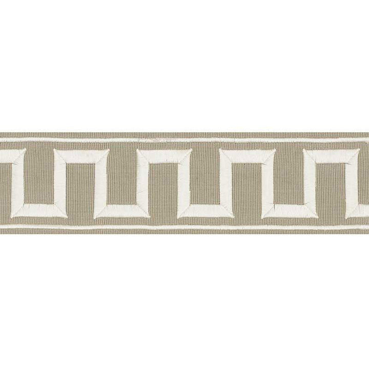 Greek Key Embroidered Tape Taupe 70796 by Schumacher Trim Miles Redd 1.8" - Fabric Carolina -
