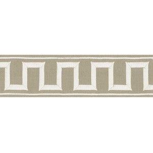 Greek Key Embroidered Tape Taupe 70796 by Schumacher Trim