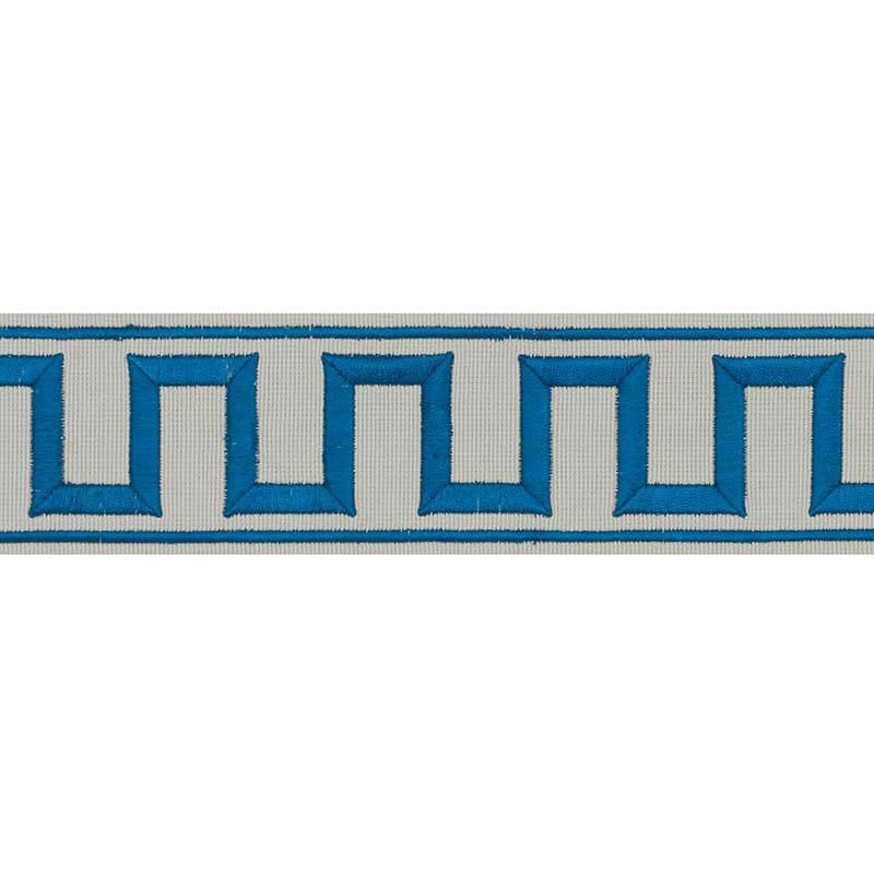 Greek Key Embroidered Tape Peacock & Mineral 70799 by Schumacher Trim Miles Redd 1.8" - Fabric Carolina -