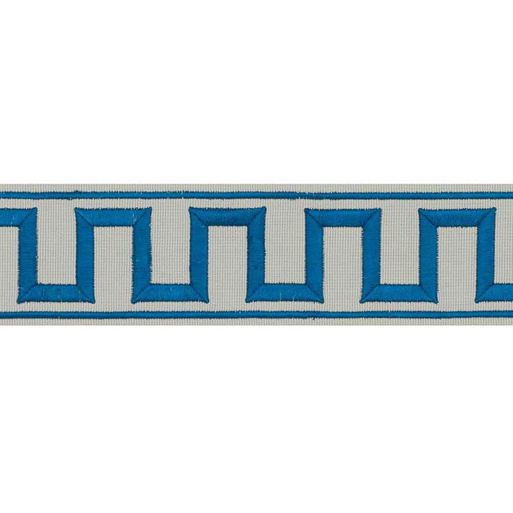 Greek Key Embroidered Tape Peacock & Mineral 70799 by Schumacher Trim Miles Redd 1.8" - Fabric Carolina -