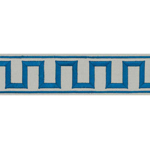 Greek Key Embroidered Tape Peacock & Mineral 70799 by Schumacher Trim