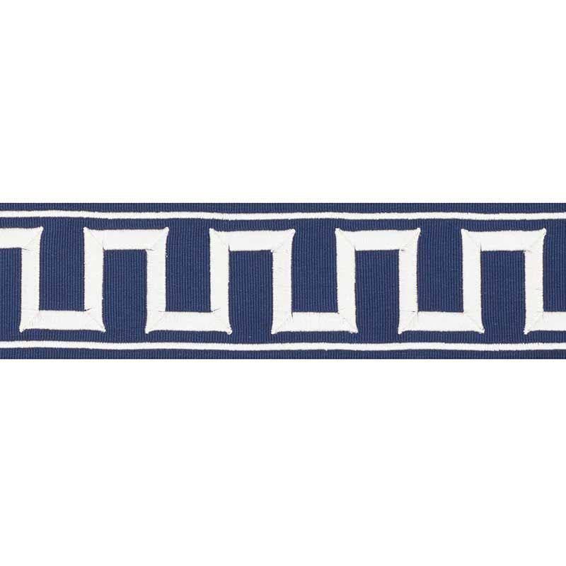 Greek Key Embroidered Tape Marine 70797 by Schumacher Trim Miles Redd 1.8" - Fabric Carolina -