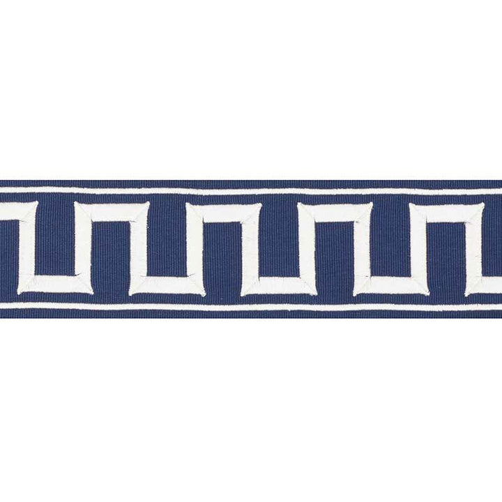 Greek Key Embroidered Tape Marine 70797 by Schumacher Trim Miles Redd 1.8" - Fabric Carolina -