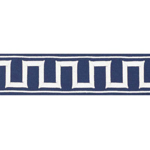 Greek Key Embroidered Tape Marine 70797 by Schumacher Trim