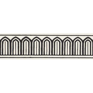 Arches Embroidered Tape Medium Black On White 70760 by Schumacher Trim