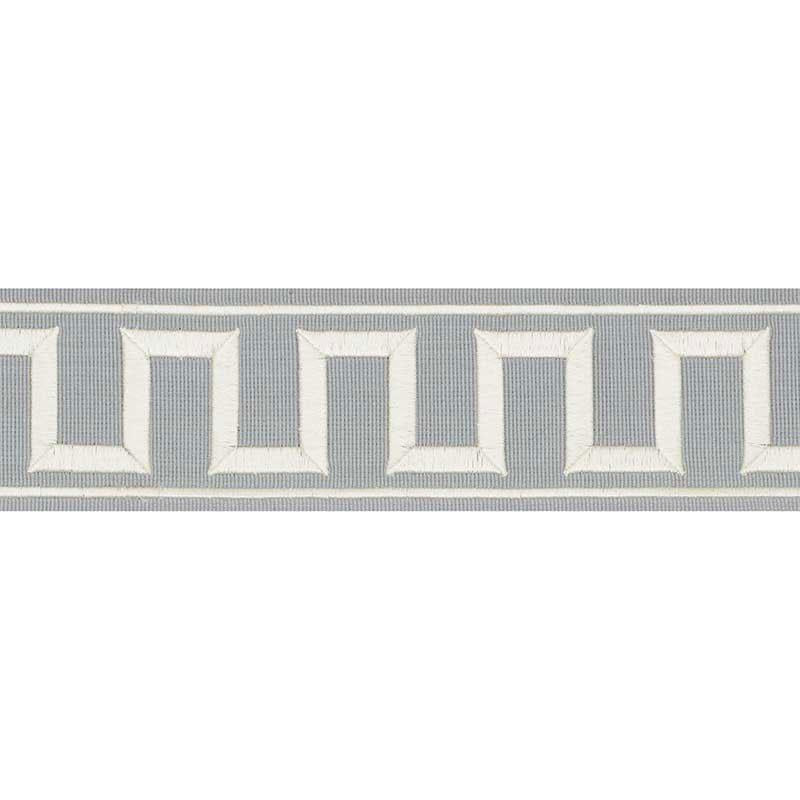 Greek Key Embroidered Tape Sky 70801 by Schumacher Designer Trim Miles Redd 1.8" - Swanky Fabrics -