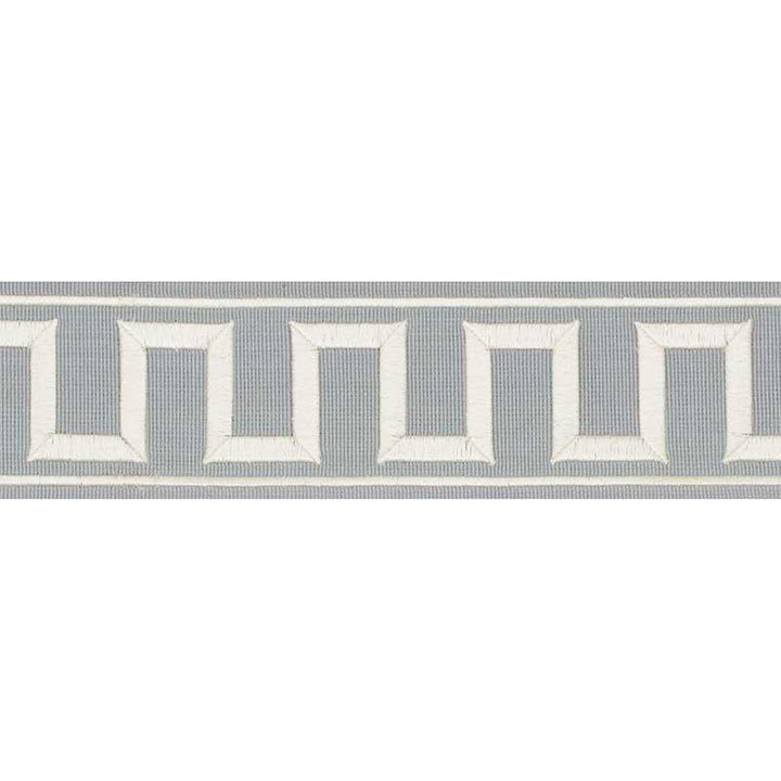 Greek Key Embroidered Tape Sky 70801 by Schumacher Designer Trim Miles Redd 1.8" - Swanky Fabrics -