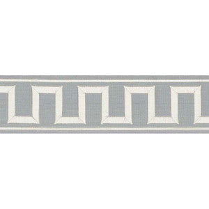 Greek Key Embroidered Tape Sky 70801 by Schumacher Trim