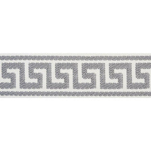 Etienne Silk Greek Key Narrow Grey 74688 by Schumacher Trim